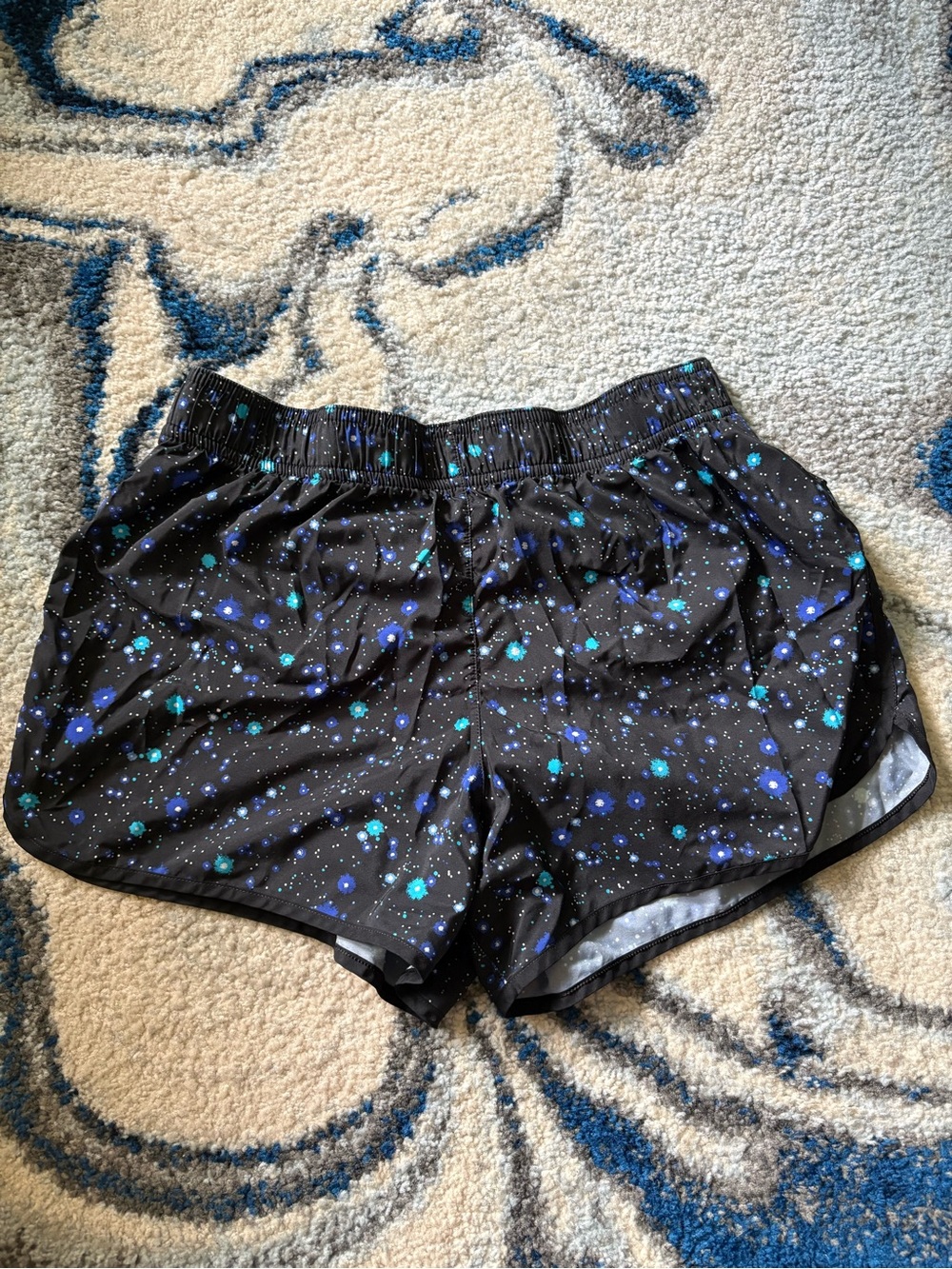 Victoria's Secret Black Shorts with Blue & Teal Starburst Print